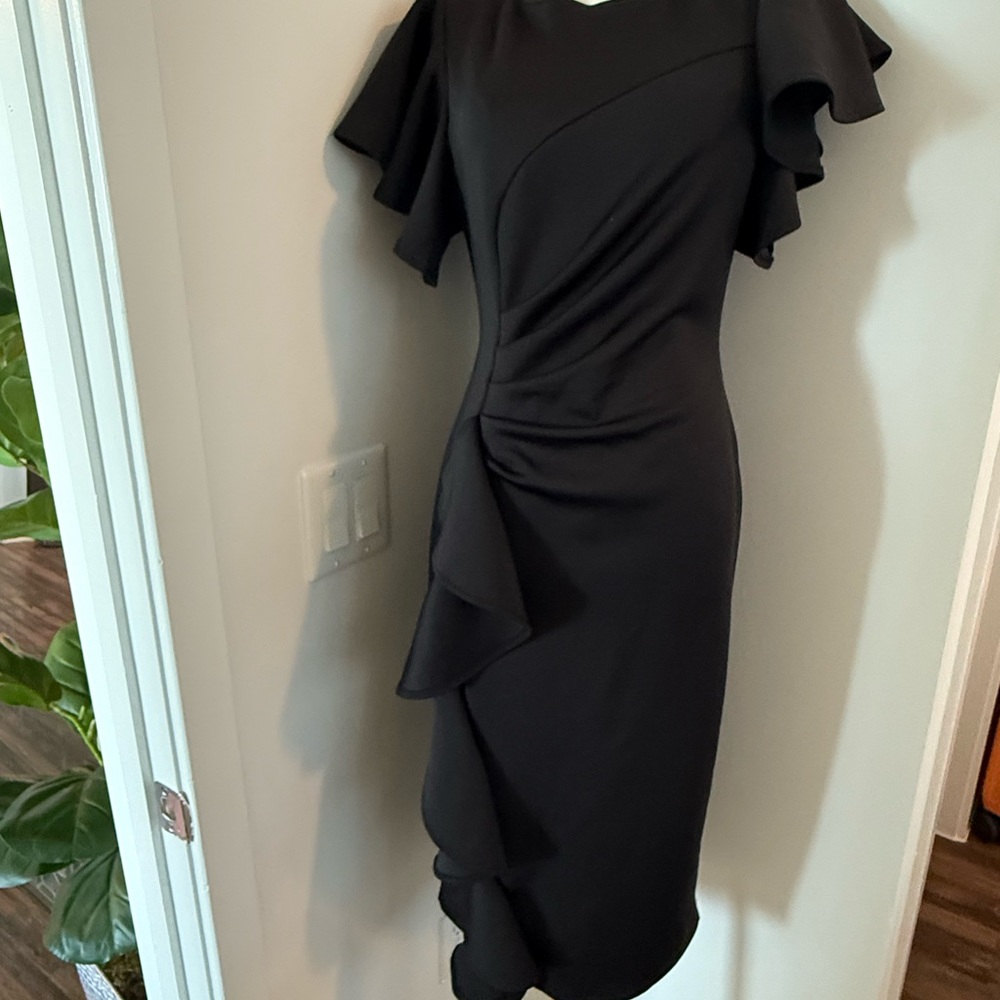 New black ruffle midi dress - Picture 6 of 12